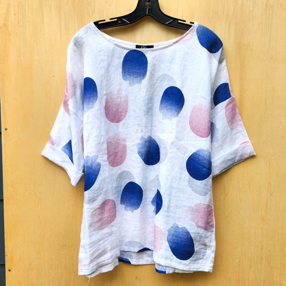 NWT ORLY Women's Linen Dot Pattern Top - Size Small
